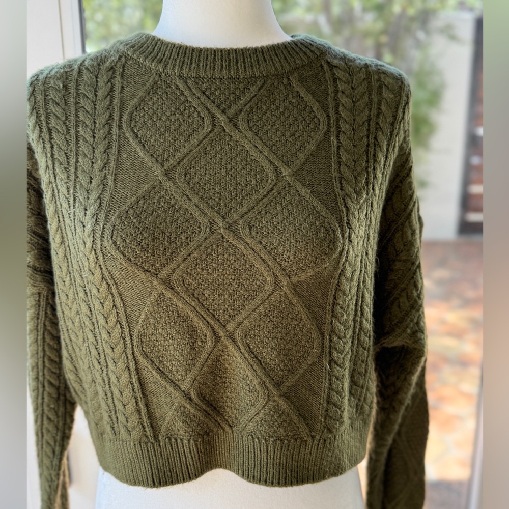 Cotton-On Olive Cable Knit Sweater